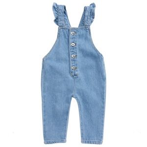 Seed Heritage Ruffle Denim Overalls, size 3-6 months